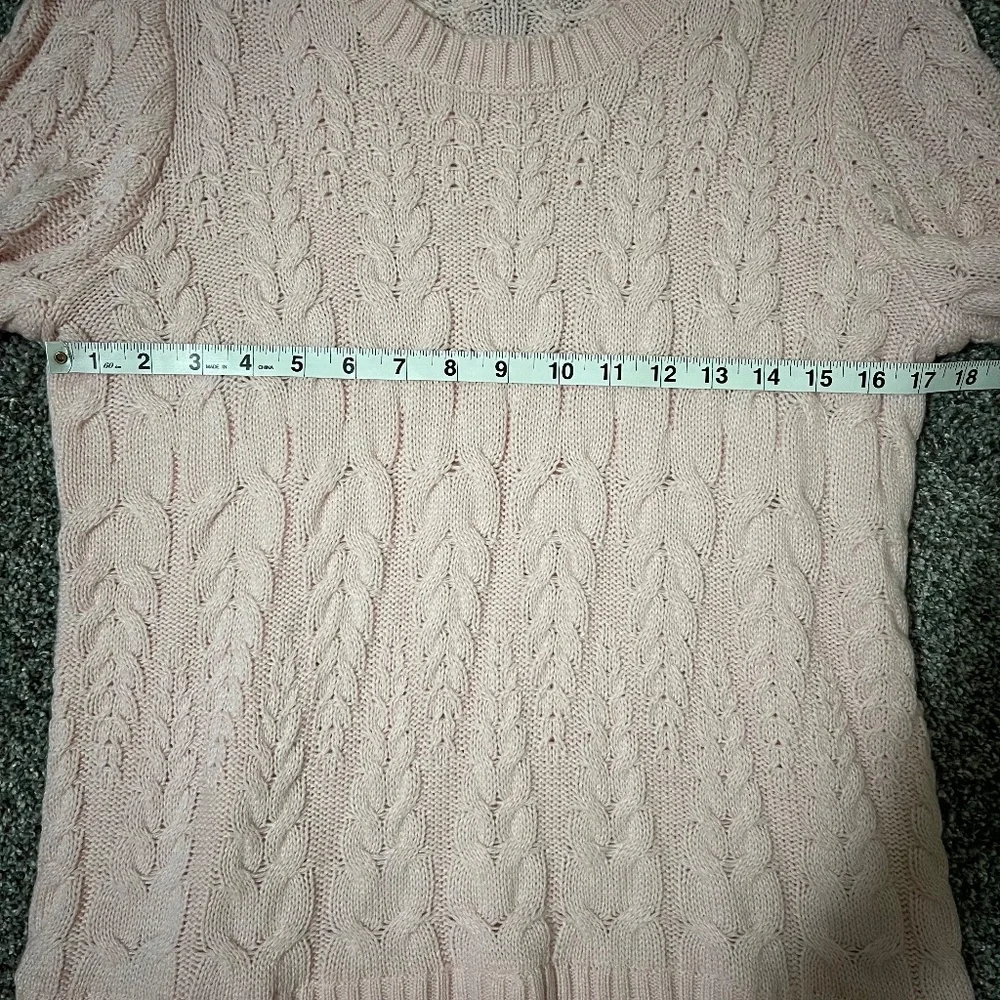 ELLE Women's Mock-layer Cable Knit Sweater; Pink; Size M - Picture 3 of 16